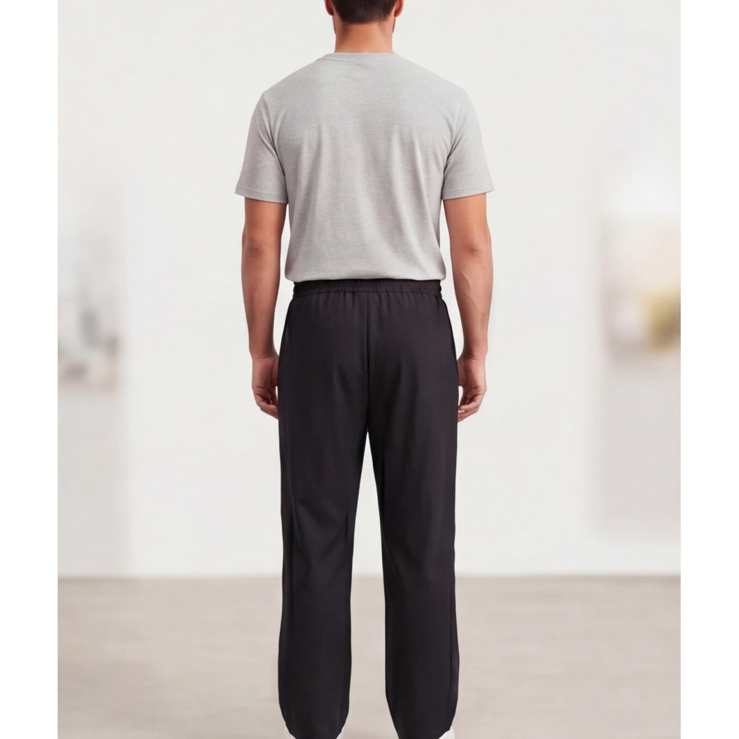 Life Style Butiken Ανδρικό Oversize Παντελόνi με πιέτες και λάστιχο με κορδόνια στη μέση LS12023 Black Ανδρικά