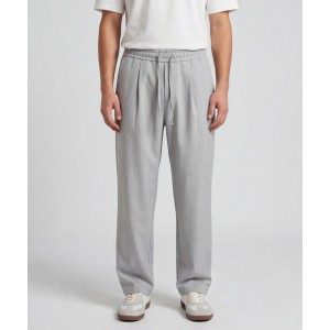 Life Style Butiken Ανδρικό Oversize Παντελόνi με πιέτες και λάστιχο με κορδόνια στη μέση LS12023 Γκρι Ανδρικά