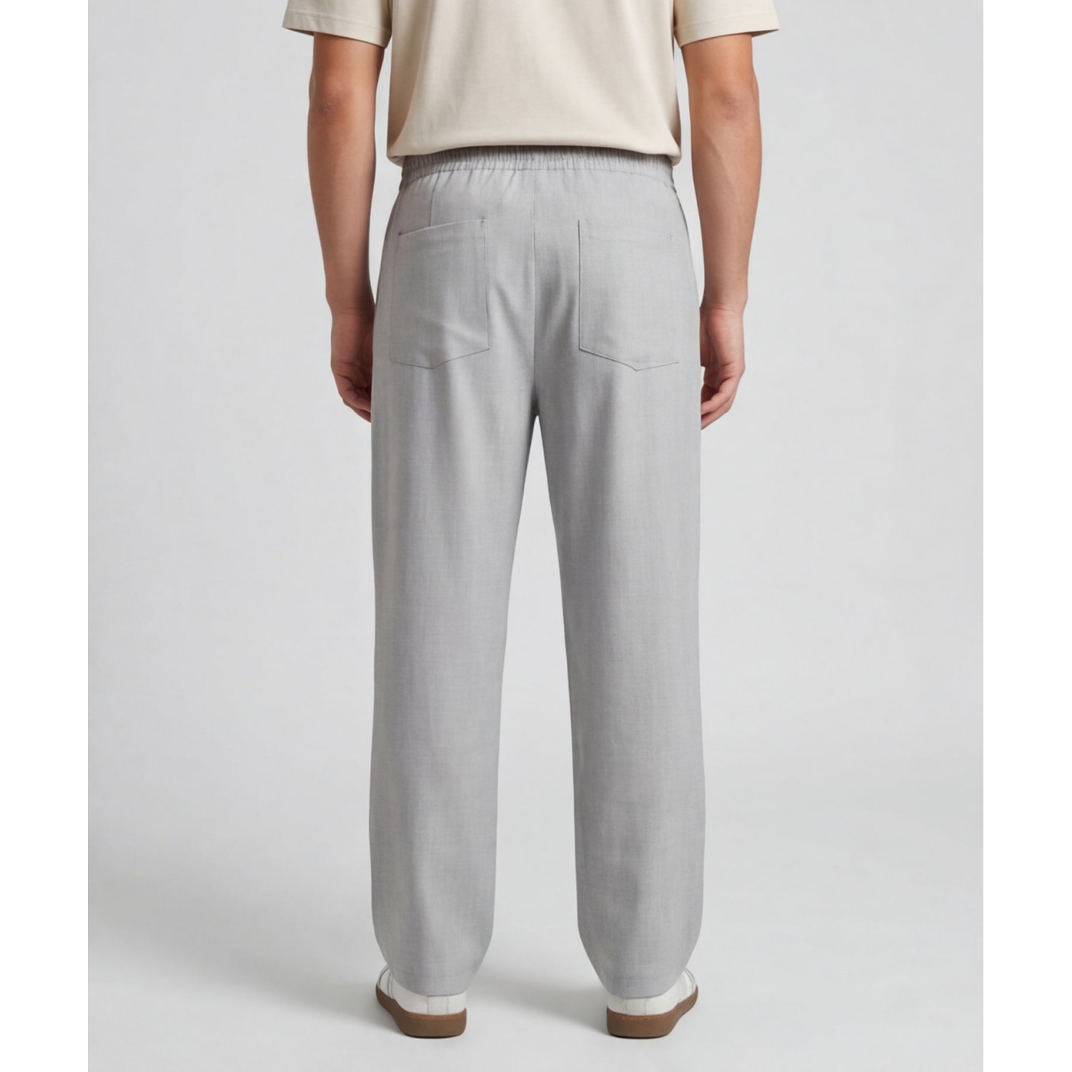 Life Style Butiken Ανδρικό Oversize Παντελόνi με πιέτες και λάστιχο με κορδόνια στη μέση LS12023 Γκρι Ανδρικά