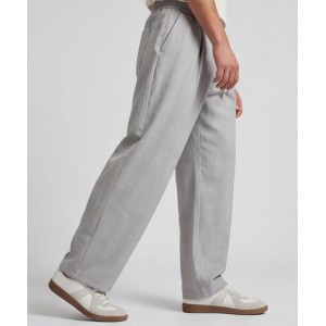 Life Style Butiken Ανδρικό Oversize Παντελόνi με πιέτες και λάστιχο με κορδόνια στη μέση LS12023 Γκρι Ανδρικά