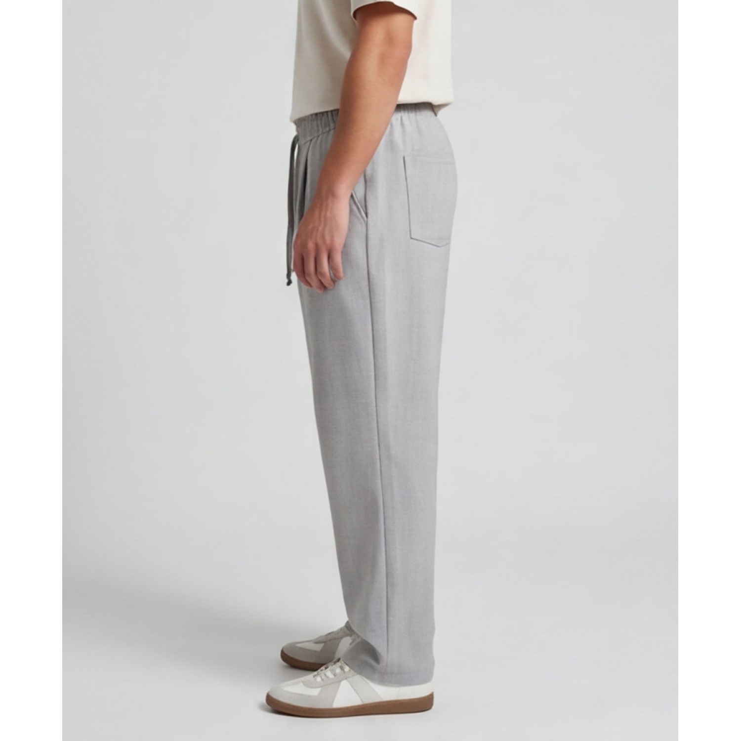 Life Style Butiken Ανδρικό Oversize Παντελόνi με πιέτες και λάστιχο με κορδόνια στη μέση LS12023 Γκρι Ανδρικά