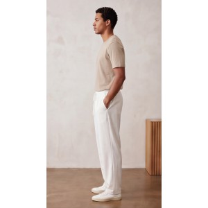 Life Style Butiken Ανδρικό Oversize Παντελόνi με πιέτες και λάστιχο με κορδόνια στη μέση LS12023 Λευκό Ανδρικά