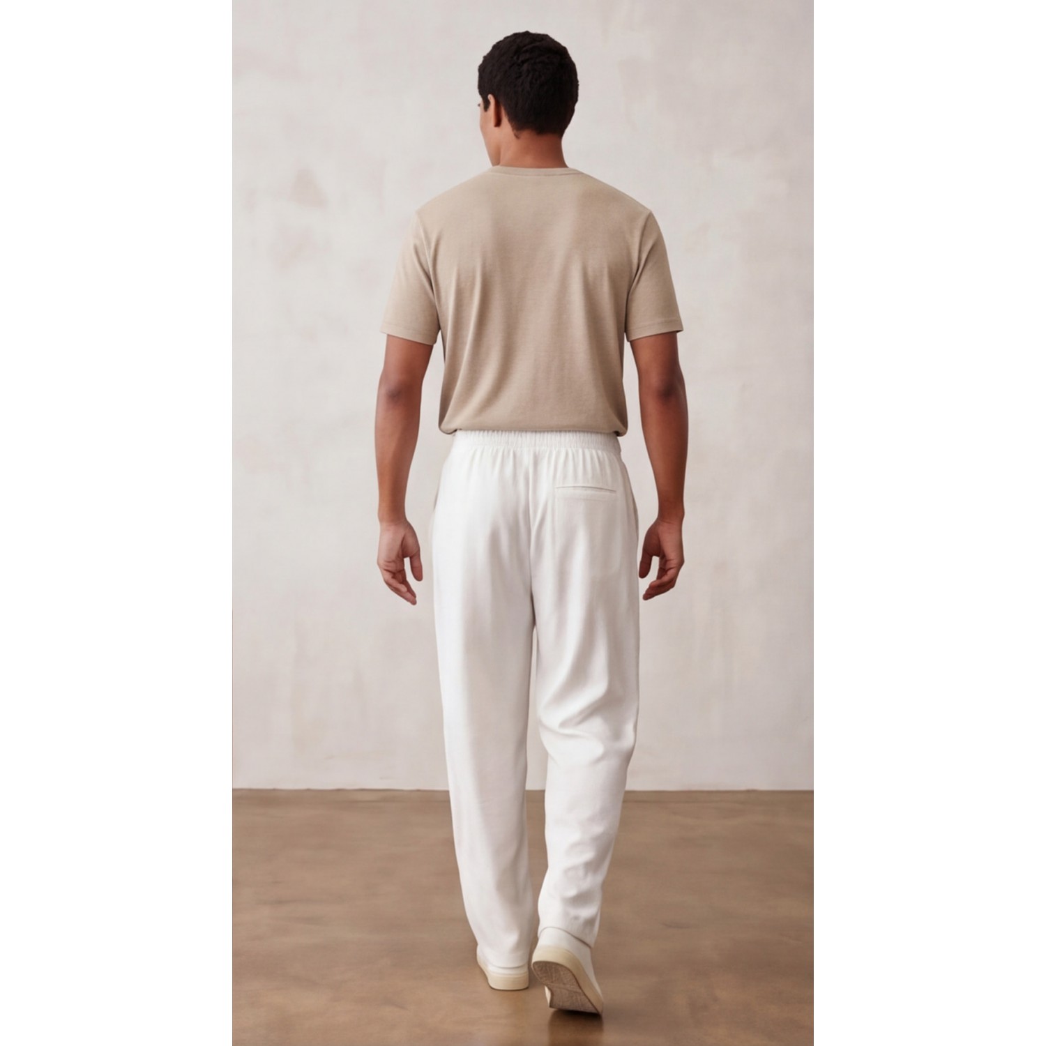 Life Style Butiken Ανδρικό Oversize Παντελόνi με πιέτες και λάστιχο με κορδόνια στη μέση LS12023 Λευκό Ανδρικά