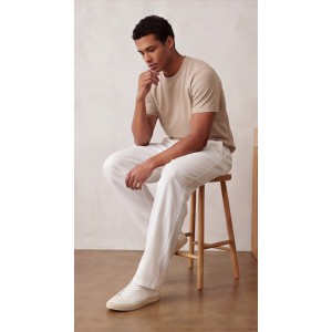 Life Style Butiken Ανδρικό Oversize Παντελόνi με πιέτες και λάστιχο με κορδόνια στη μέση LS12023 Λευκό Ανδρικά