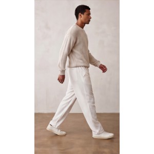 Life Style Butiken Ανδρικό Oversize Παντελόνi με πιέτες και λάστιχο με κορδόνια στη μέση LS12023 Λευκό Ανδρικά