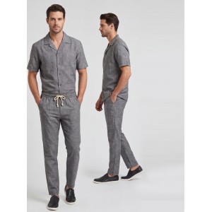 Life Style Butiken Ανδρικό Λινό Παντελόνι LS12648310 Γκρι Ανδρικά