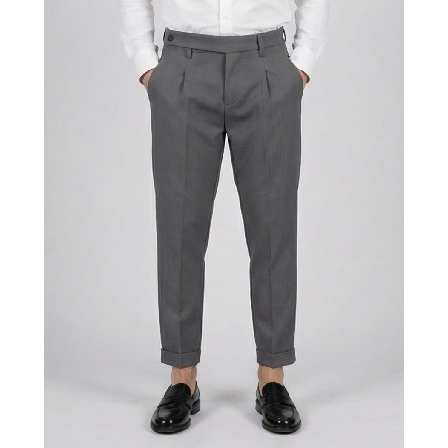 Life Style Butiken Ανδρικό Υφασμάτινο Παντελόνι με πιέτες LS13392 Γκρι