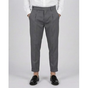 Life Style Butiken Ανδρικό Υφασμάτινο Παντελόνι με πιέτες LS13392 Γκρι