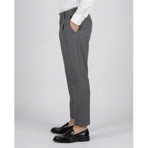 Life Style Butiken Ανδρικό Υφασμάτινο Παντελόνι με πιέτες LS13392 Γκρι