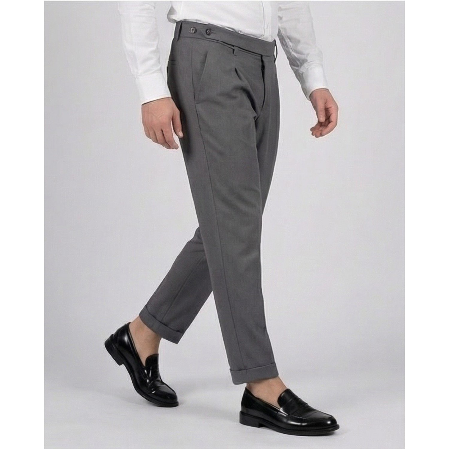 Life Style Butiken Ανδρικό Υφασμάτινο Παντελόνι με πιέτες LS13392 Γκρι