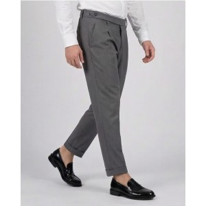 Life Style Butiken Ανδρικό Υφασμάτινο Παντελόνι με πιέτες LS13392 Γκρι
