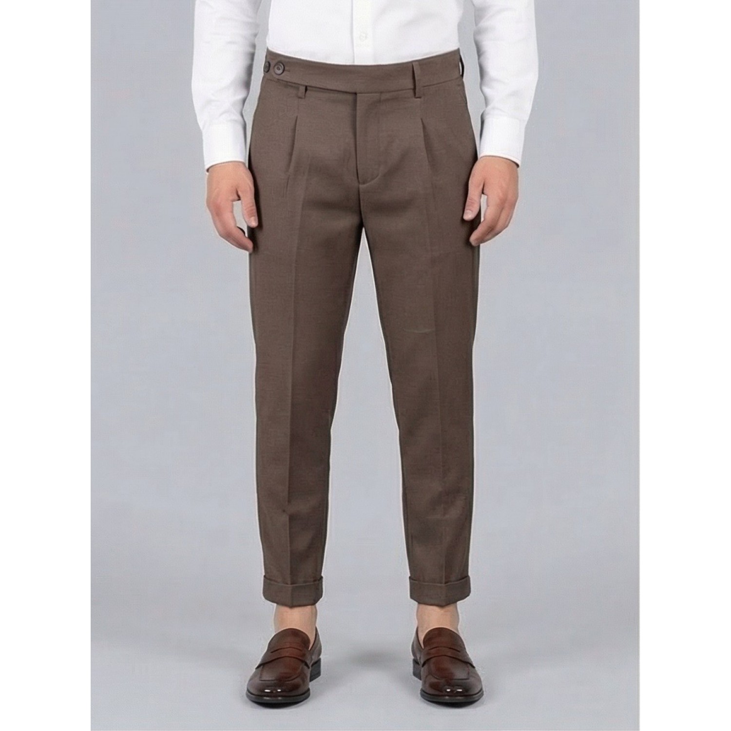 Life Style Butiken Ανδρικό Υφασμάτινο Παντελόνι με πιέτες LS13392 Καφέ