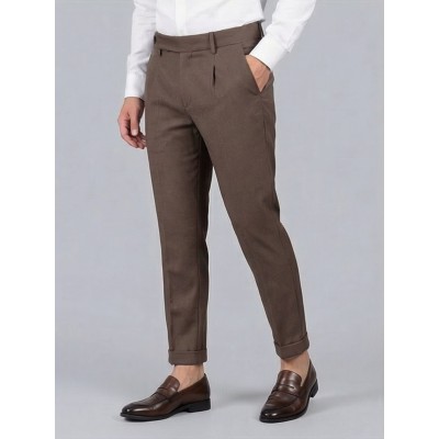 Life Style Butiken Ανδρικό Υφασμάτινο Παντελόνι με πιέτες LS13392 Καφέ