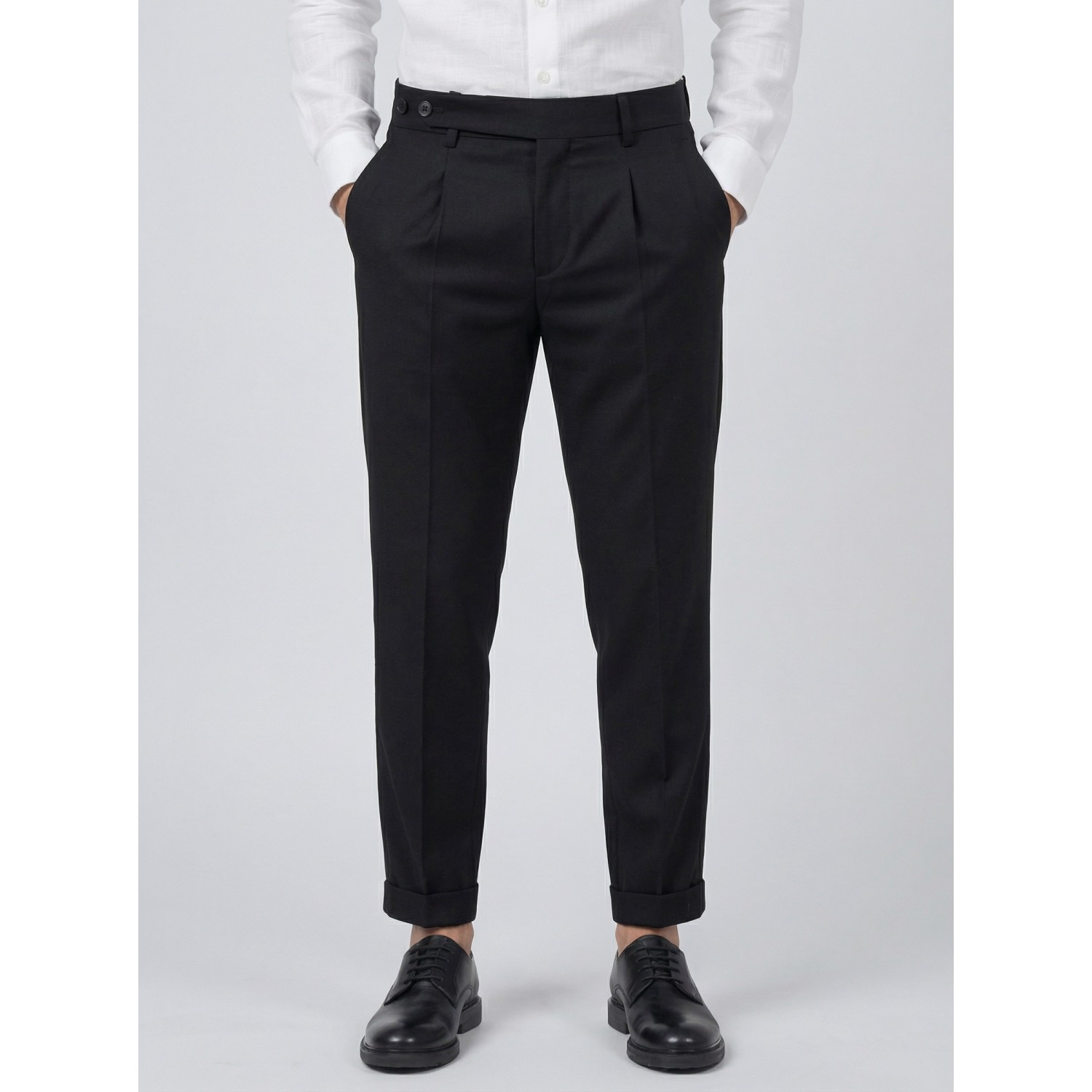 Life Style Butiken Ανδρικό Υφασμάτινο Παντελόνι με πιέτες LS13392 Black