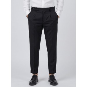 Life Style Butiken Ανδρικό Υφασμάτινο Παντελόνι με πιέτες LS13392 Black
