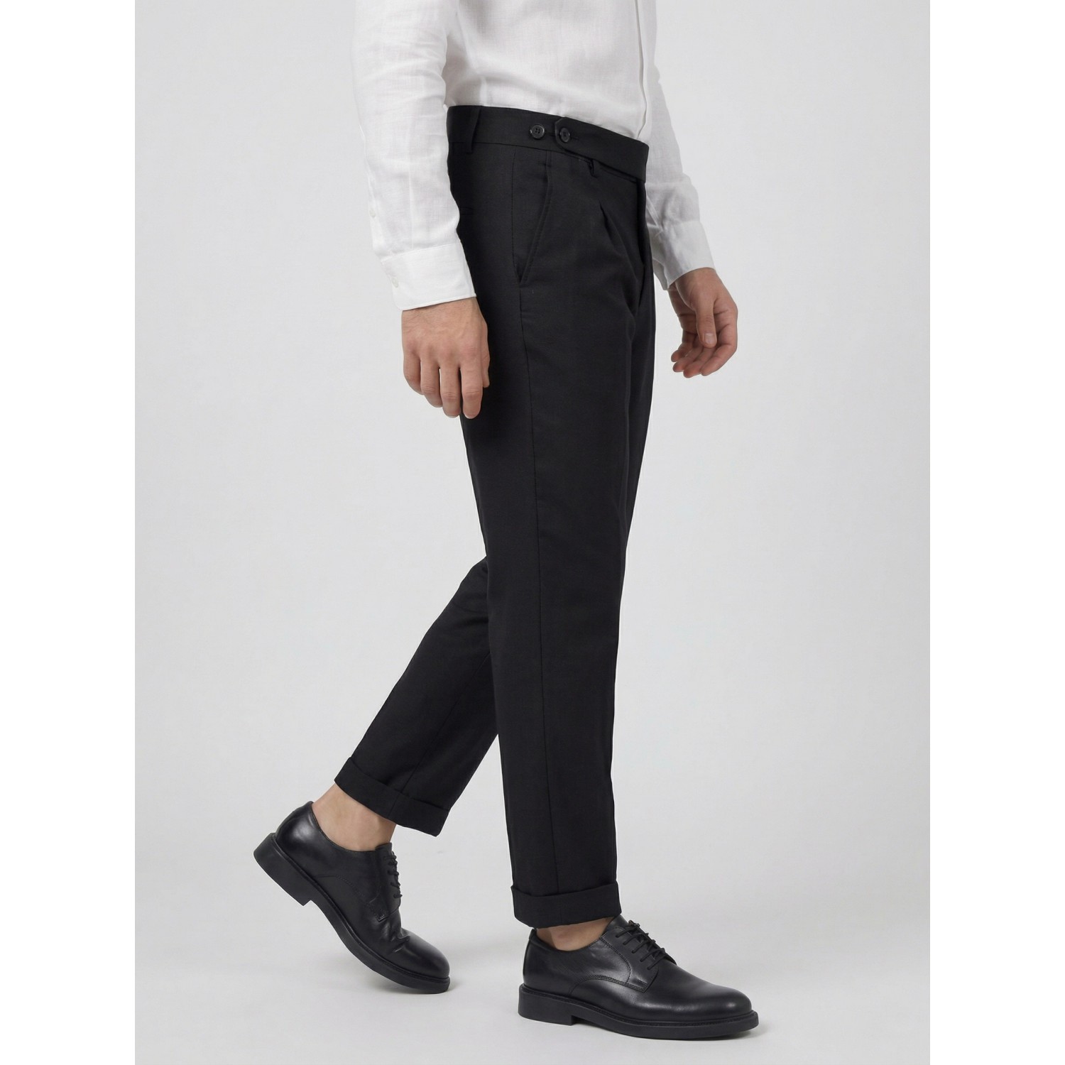 Life Style Butiken Ανδρικό Υφασμάτινο Παντελόνι με πιέτες LS13392 Black