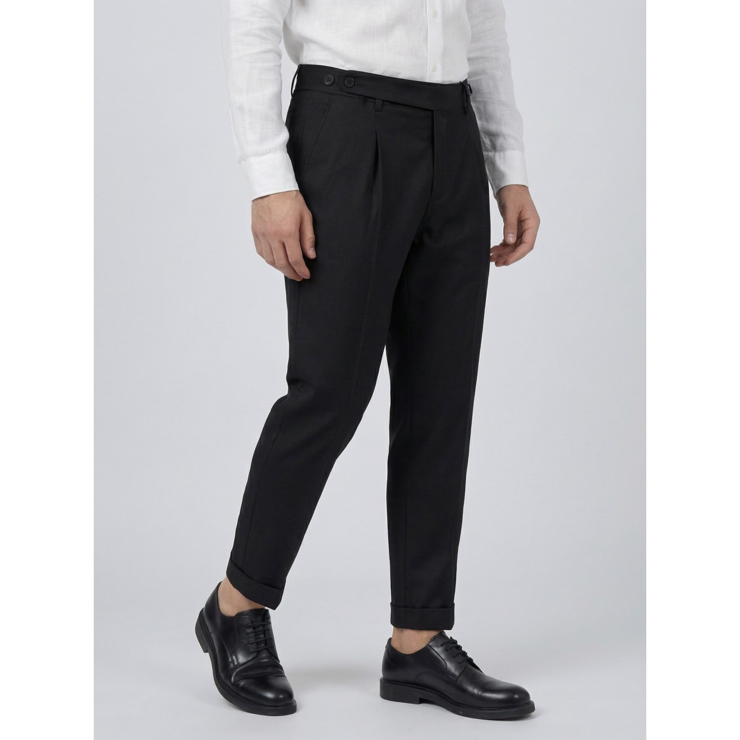 Life Style Butiken Ανδρικό Υφασμάτινο Παντελόνι με πιέτες LS13392 Black