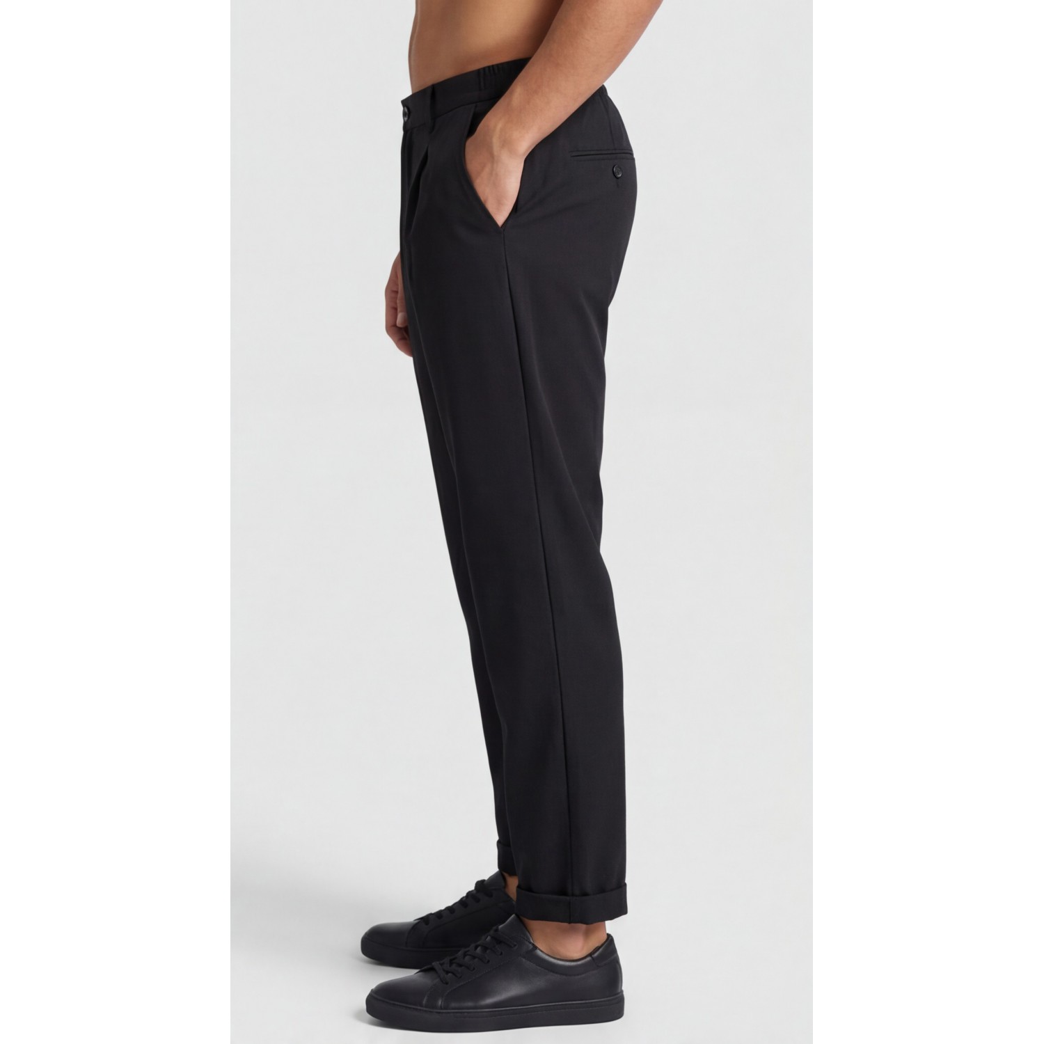 Life Style Butiken Ανδρικό Υφασμάτινο Παντελόνι με πιέτες LS1405 Black