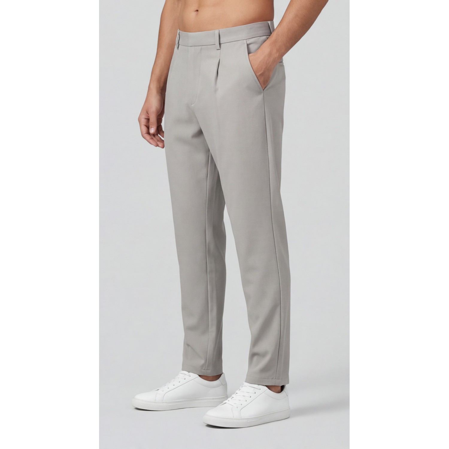 Life Style Butiken Ανδρικό Υφασμάτινο Παντελόνι με πιέτες LS14694-1 Γκρι