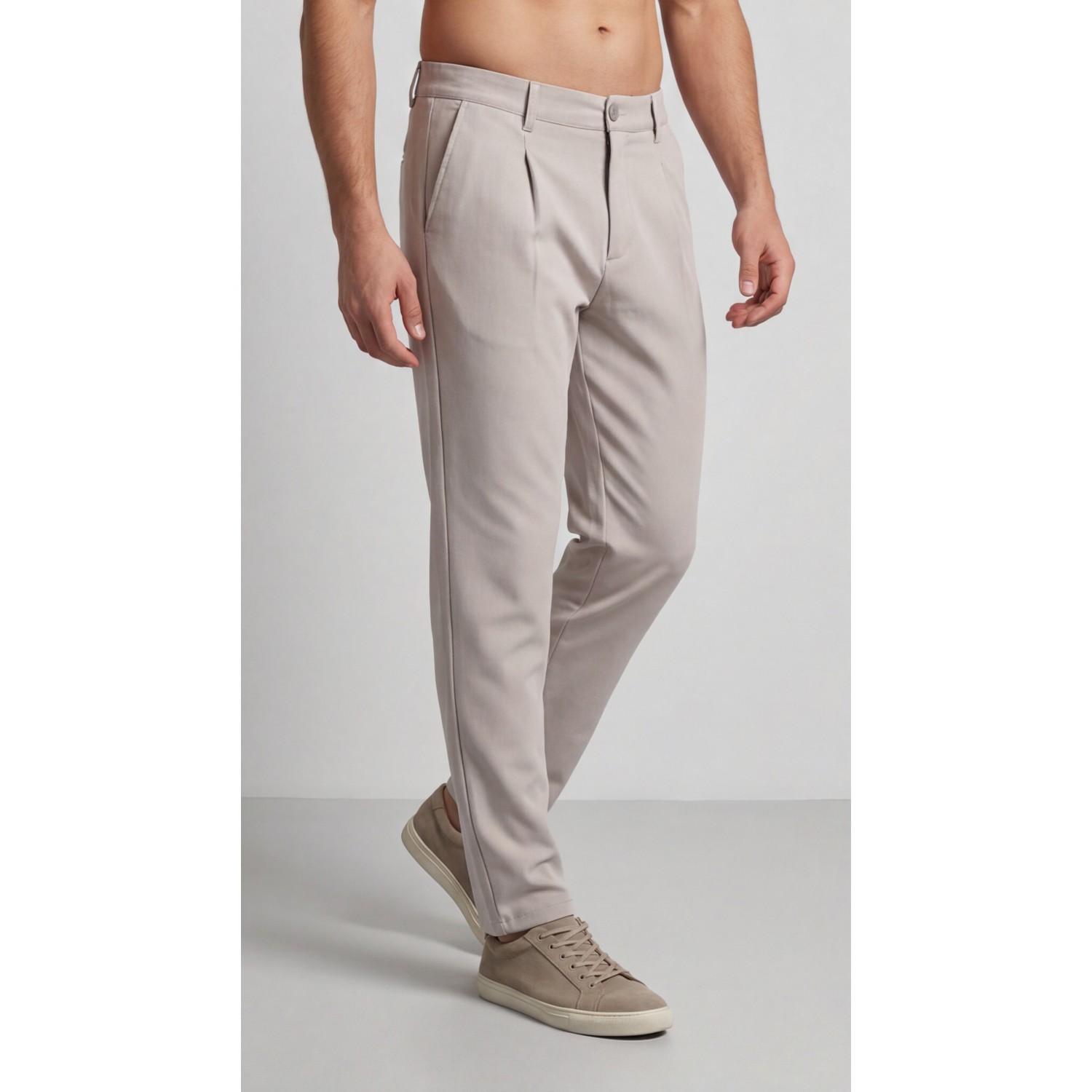 Life Style Butiken Ανδρικό Υφασμάτινο Παντελόνι με πιέτες LS14694-1 'Αμμου