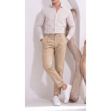 Life Style Butiken Ανδρικό Υφασμάτινο Chino Παντελόνι με πιέτες  LS1126708194004 BEIGE 1