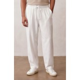 Life Style Butiken Ανδρικό Oversize Παντελόνi με πιέτες και λάστιχο με κορδόνια στη μέση LS12023 Λευκό 1