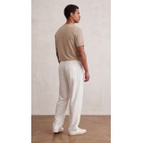 Life Style Butiken Ανδρικό Oversize Παντελόνi με πιέτες και λάστιχο με κορδόνια στη μέση LS12023 Λευκό 7