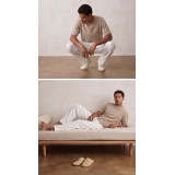 Life Style Butiken Ανδρικό Oversize Παντελόνi με πιέτες και λάστιχο με κορδόνια στη μέση LS12023 Λευκό 9