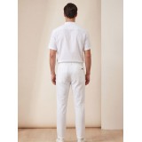 Life Style Butiken Ανδρικό Παντελόνι Λινό με πιέτες LS12648306 Λευκό 5