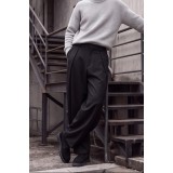 Life Style Butiken Ανδρικό Relaxed Fit Παντελόνι με Πιέτες Μπροστά Φαρδύ Παντελόνι με Ελαστικότητα LS12691 Μαύρο 2