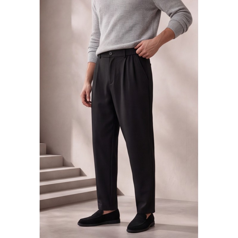 Life Style Butiken Ανδρικό Παντελόνι Smart Casual με Λάστιχο στη Μέση LS12693 Black Life Style Butiken