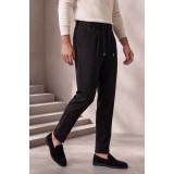 Life Style Butiken Ανδρικό Παντελόνι Smart Casual με Πιέτες και Κορδόνι LS13358 Μαύρο Tech Stretch 3