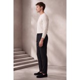 Life Style Butiken Ανδρικό Παντελόνι Smart Casual με Πιέτες και Κορδόνι LS13358 Μαύρο Tech Stretch 4