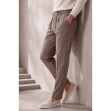 Life Style Butiken Ανδρικό Παντελόνι Smart Casual με Πιέτες και Κορδόνι LS13358 Μπεζ-Καφέ  Tech Stretch 1
