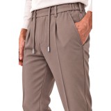 Life Style Butiken Ανδρικό Παντελόνι Smart Casual με Πιέτες και Κορδόνι LS13358 Μπεζ-Καφέ  Tech Stretch 2