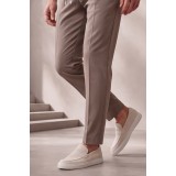 Life Style Butiken Ανδρικό Παντελόνι Smart Casual με Πιέτες και Κορδόνι LS13358 Μπεζ-Καφέ  Tech Stretch 4