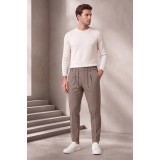 Life Style Butiken Ανδρικό Παντελόνι Smart Casual με Πιέτες και Κορδόνι LS13358 Μπεζ-Καφέ  Tech Stretch 5