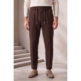 Life Style Butiken Ανδρικό Παντελόνι Smart Casual με Πιέτες και Κορδόνι LS13358 Καφέ Tech Stretch 3