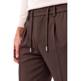 Life Style Butiken Ανδρικό Παντελόνι Smart Casual με Πιέτες και Κορδόνι LS13358 Καφέ Tech Stretch 2