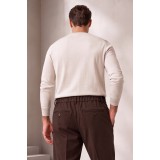 Life Style Butiken Ανδρικό Παντελόνι Smart Casual με Πιέτες και Κορδόνι LS13358 Καφέ Tech Stretch 5