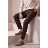 Life Style Butiken Ανδρικό Παντελόνι Smart Casual με Πιέτες και Κορδόνι LS13358 Καφέ Tech Stretch 6