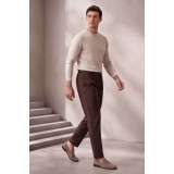 Life Style Butiken Ανδρικό Παντελόνι Smart Casual με Πιέτες και Κορδόνι LS13358 Καφέ Tech Stretch 7