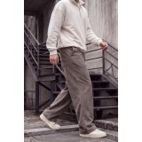 Life Style Butiken Ανδρικό Παντελόνι Baggy με Ελαστική Μέση & Βελούδινη Υφή LS15716 Μπεζ-Καφέ 3