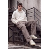 Life Style Butiken Ανδρικό Παντελόνι Baggy με Ελαστική Μέση & Βελούδινη Υφή LS15716 Μπεζ-Καφέ 5