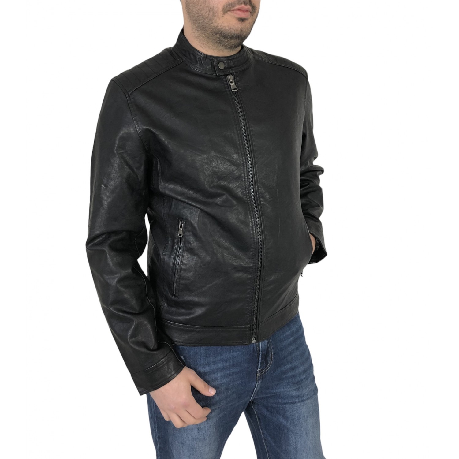 Life Style Butiken Ανδρικό Δερματινακι για άνοιξη  LS118071 Μαύρο