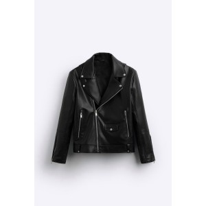 Life Style Butiken LS9816 Μαύρο Ανδρικό Δερματινακι Biker Κανονική Εφαρμογή