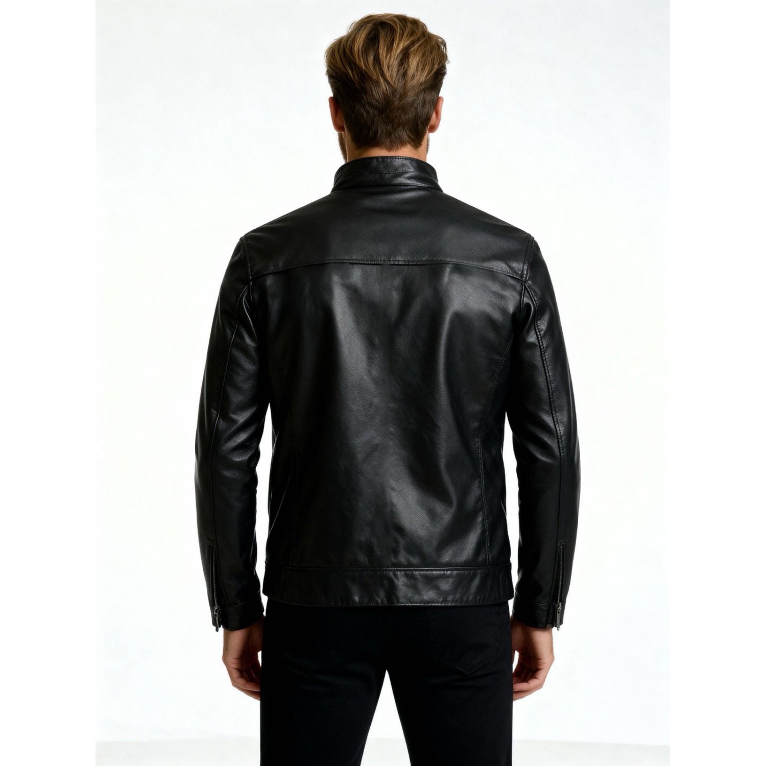 Life Style Butiken Ανδρικό jacket με όψη δέρματος LS12808 Black