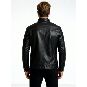 Life Style Butiken Ανδρικό jacket με όψη δέρματος LS12808 Black