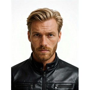 Life Style Butiken Ανδρικό jacket με όψη δέρματος LS12808 Black