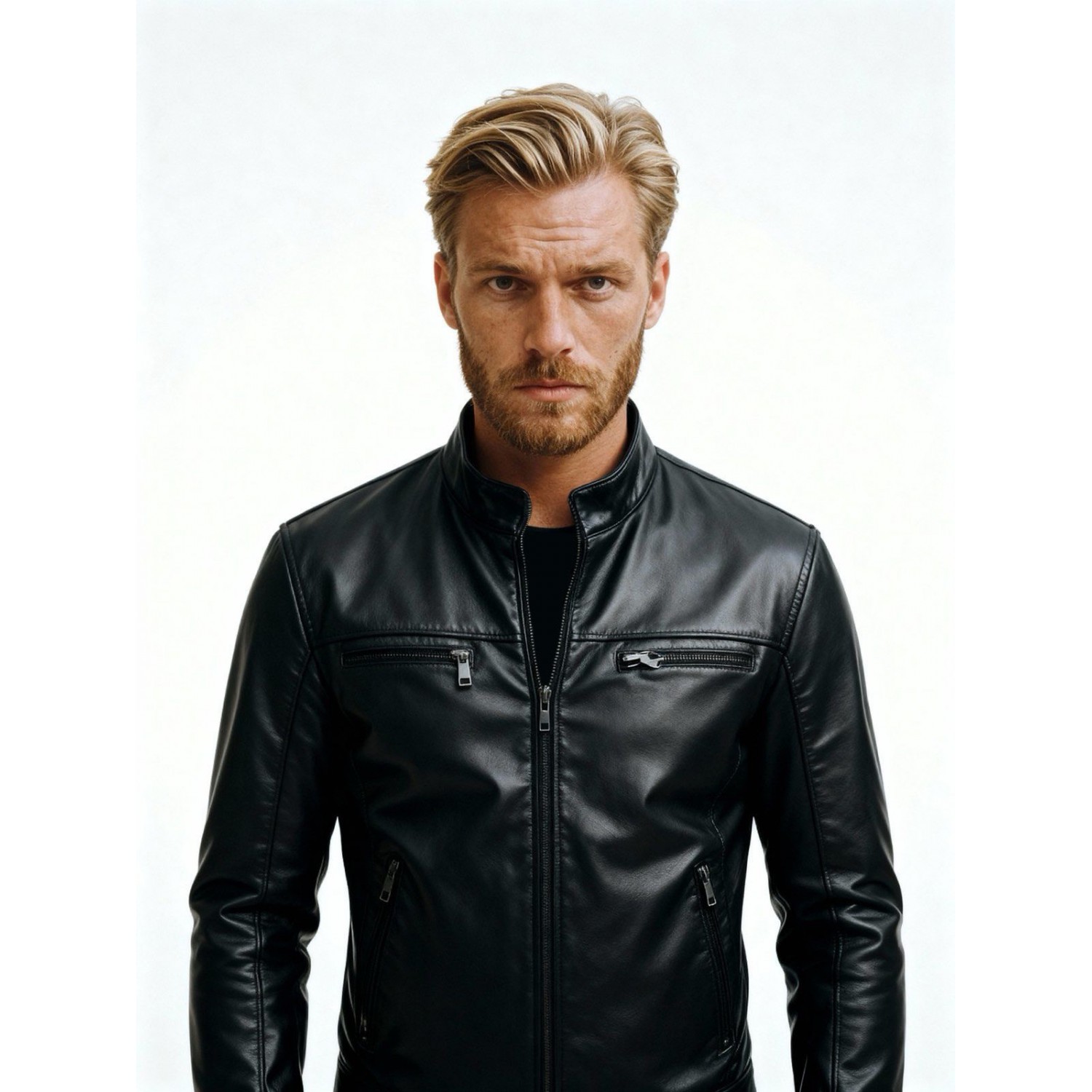 Life Style Butiken Ανδρικό jacket με όψη δέρματος LS12808 Black